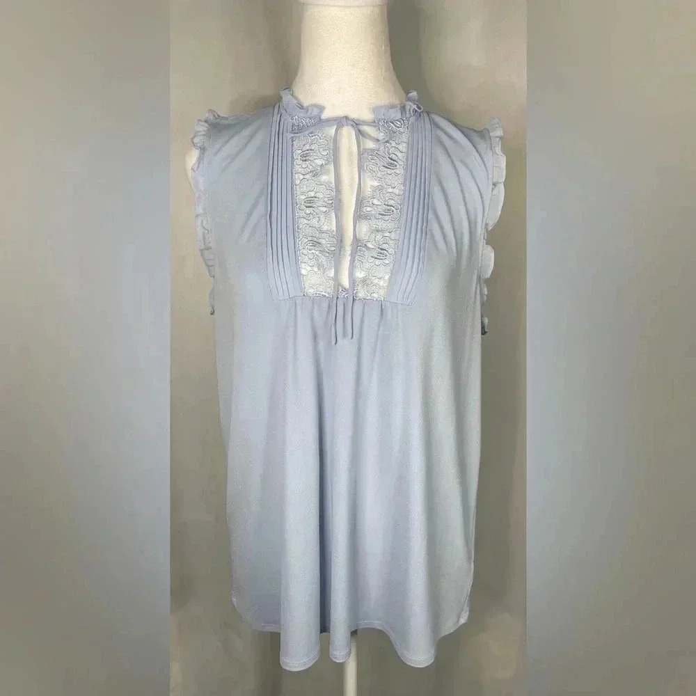 Express sleeveless lace cutout blouse‎
